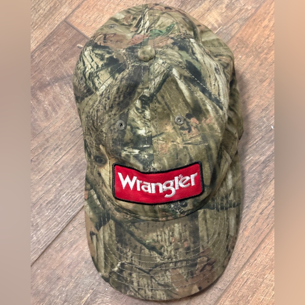 Wrangler Camo Hat Adjustable Baseball Cap Hunting Strap back